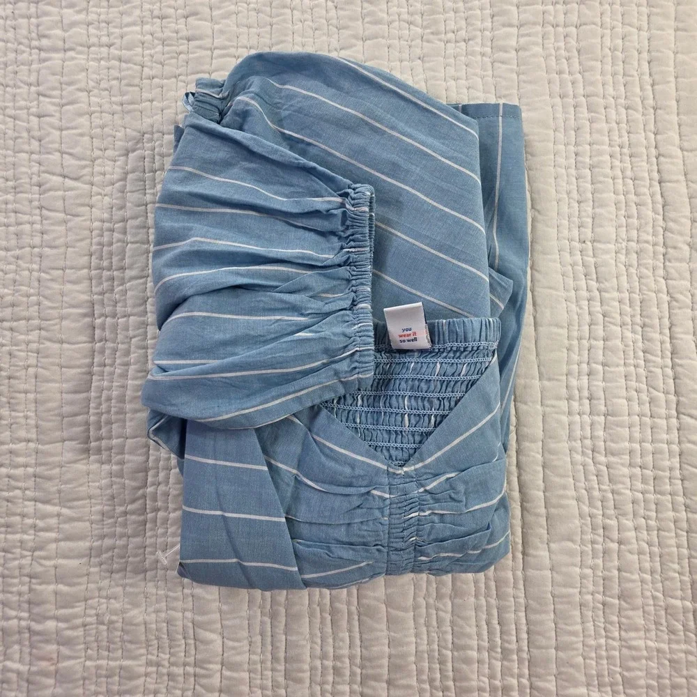 Old Navy Striped Sweetheart Peplum Top Blue White Women Medium New With Tags NWT